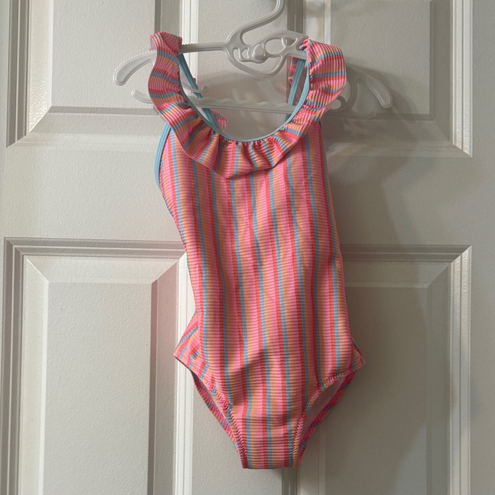 Zara Pink & Blue Striped Girls One-Piece Swimsuit